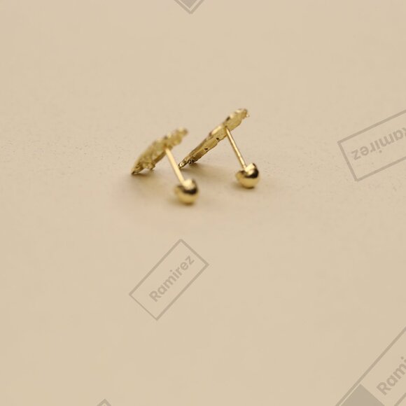 14K Solid Gold Saint Jude Stud Earrings • Green Robe • Water-Resistant Enamel. - Picture 4 of 7